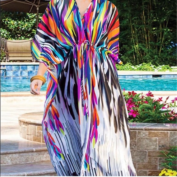 5 Star 🌟 Fave! The Vibrant Dress /Kaftan 💯 Rayon - Picture 6 of 6